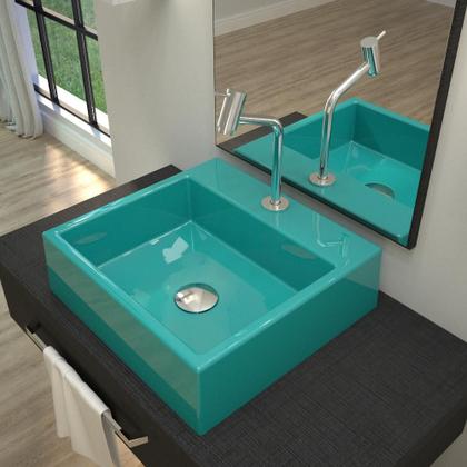 Imagem de Kit Cuba Q395 C/Torneira Pratika 1060 Metal + Válvula Click 1 1/2'' (04cm) + Sifão Pvc + Flexível