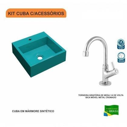 Imagem de Kit Cuba Q395 com Torneira 1198 Metal 1/4 Volta Compace