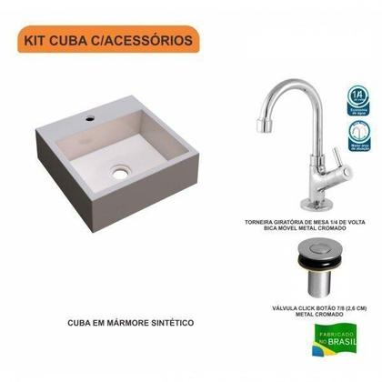 Imagem de Kit Cuba Q395 com Torneira 1198 Metal e Válvula Click 1"B Pol. Compace