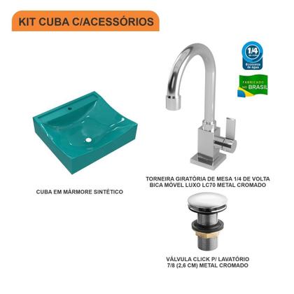 Imagem de Kit Cuba Q440 C/Torneira Luxo 1195 + Válvula Click 1''G