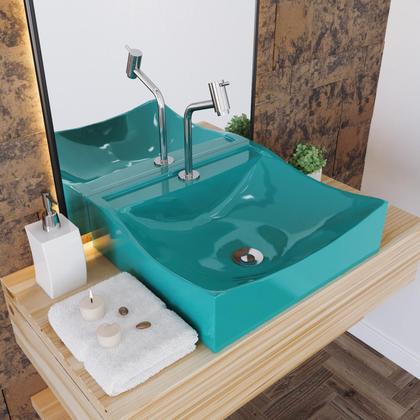 Imagem de Kit Cuba Q440 C/Torneira Pratika 1060 Metal + Válvula Click 1''B (2,6cm) + Sifão Pvc + Flexível