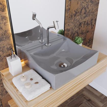 Imagem de Kit Cuba Q440 C/Torneira Pratika 1060 Metal + Válvula Click 1''B (2,6cm) + Sifão Pvc + Flexível