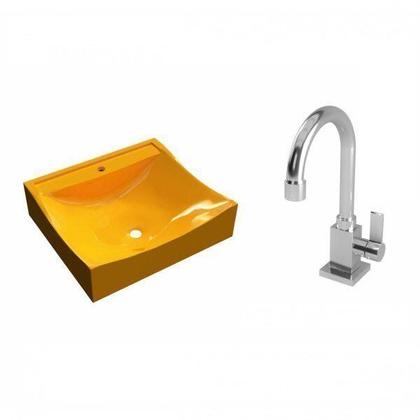 Imagem de Kit Cuba Q440 com Torneira Luxo 1195 Metal 1/4 Volta Compace