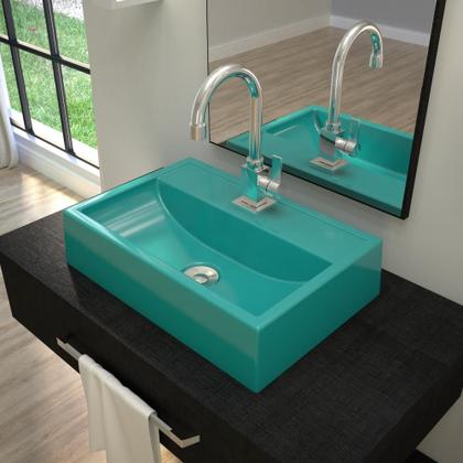 Imagem de Kit Cuba Q45 C/Torneira Luxo 1195 Metal + Válvula Click 1''B (2,6cm) + Sifão Pvc + Flexível