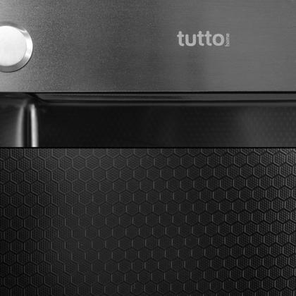 Imagem de Kit Cuba Quadrada + Torneira Extensivel com Controle Temperatura Cascata Cesto e Tábua Tutto Home