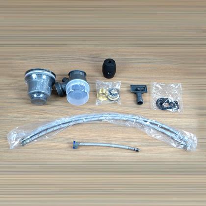 Imagem de Kit Cuba Quadrada + Torneira Extensivel com Controle Temperatura Cascata Cesto e Tábua Tutto Home