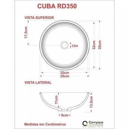 Imagem de Kit Cuba R35 com Torneira Link 1062 Metal e Válvula Click 1 Polegada B e Sifão Pvc e Flexível Compac