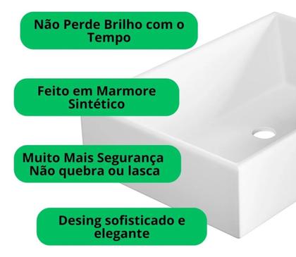 Imagem de Kit Cuba Retangular Banheiro Sobrepor + Válvula Click Inteligente Inox 40x28 Decormobily