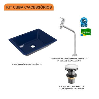 Imagem de Kit Cuba RT45 C/Torneira Link 1062 Metal + Válvula Click 1''G