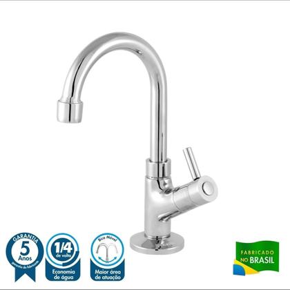 Imagem de Kit Cuba RT49 C/Torneira 1198 Metal + Válvula Click 1''G + Sifão Pvc + Flexível