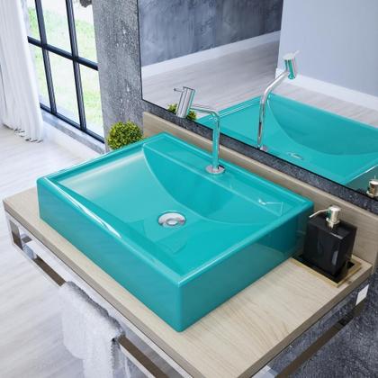 Imagem de Kit Cuba RT49 C/Torneira Pratika 1060 Metal + Válvula Click 1''B (2,6cm) + Sifão Pvc + Flexível