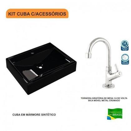 Imagem de Kit Cuba Rt49 com Torneira 1198 Metal 1/4 Volta Compace