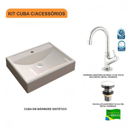 Imagem de Kit Cuba Rt49 com Torneira 1198 Metal e Válvula Click 1 Polegada G Compace