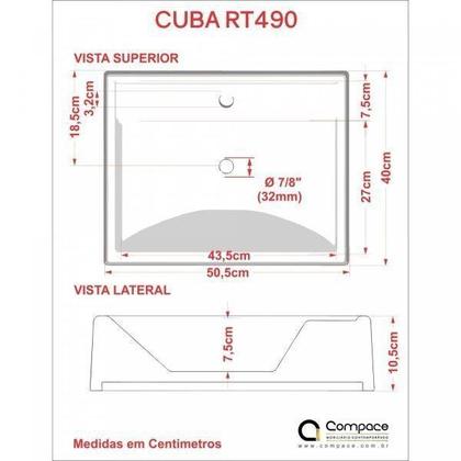 Imagem de Kit Cuba RT49 com Torneira Luxo 1195 e Válvula Click 1 Polegada G Compace