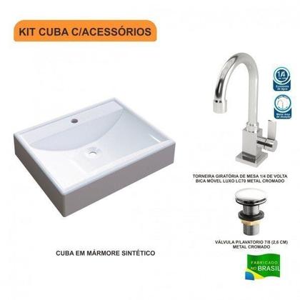 Imagem de Kit Cuba Rt49 com Torneira Luxo 1195 e Válvula Click 1 Polegada G Compace