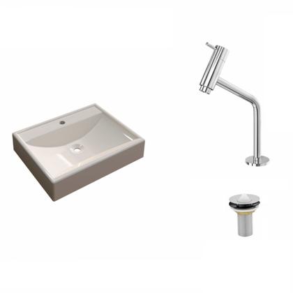 Imagem de Kit Cuba Rt49 com Torneira Pratika 1060 Metal e Válvula 1 Polegada Compace