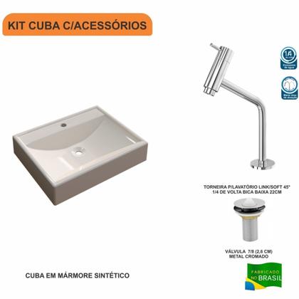 Imagem de Kit Cuba Rt49 com Torneira Pratika 1060 Metal e Válvula 1 Polegada Compace