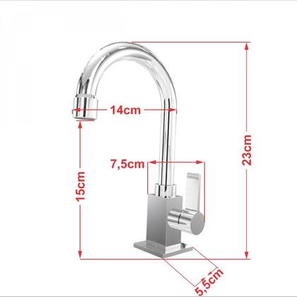 Imagem de Kit Cuba RT55 com Torneira Luxo 1195 Metal e Válvula Click 1 Polegada e Meia e Sifão Cromado e Flexí