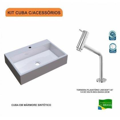 Imagem de Kit Cuba Rt55 com Torneira Pratika 1060 Metal 1/4 Volta Compace