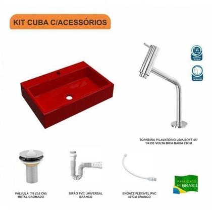 Imagem de Kit Cuba RT55 com Torneira Pratika 1060 Metal e Válvula 1 Polegada e Sifão Pvc e Flexível Compace