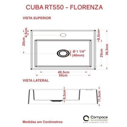 Imagem de Kit Cuba Rt55 com Torneira Pratika 1060 Metal e Válvula Click 1 Polegada B Compace