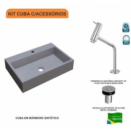 Imagem de Kit Cuba Rt55 com Torneira Pratika 1060 Metal e Válvula Click 1 Polegada B Compace
