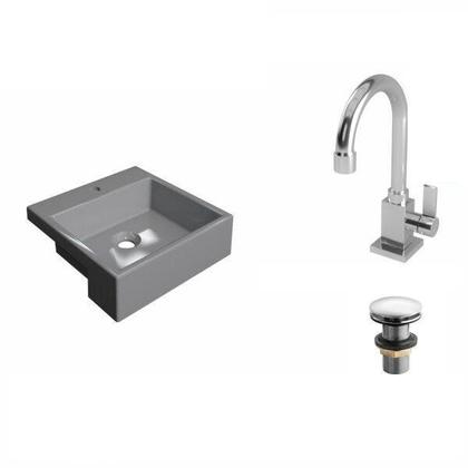 Imagem de Kit Cuba Xq355 com Torneira Luxo 1195 e Válvula Click 1 1/2 Polegada Compace