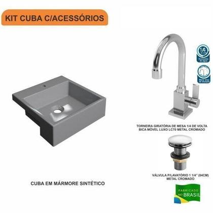 Imagem de Kit Cuba Xq355 com Torneira Luxo 1195 e Válvula Click 1 1/2 Polegada Compace