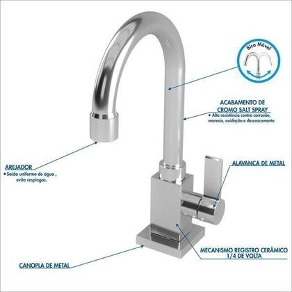 Imagem de Kit Cuba Xq355 com Torneira Luxo 1195 e Válvula Click 1 1/2 Polegada Compace