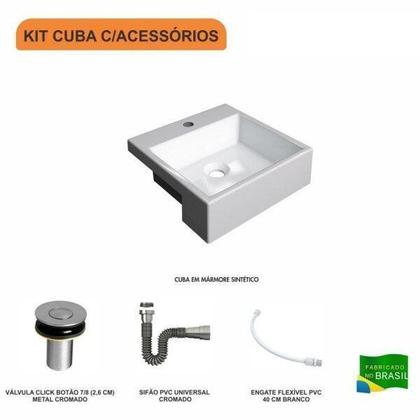 Imagem de Kit Cuba Xq355 com Válvula Click 1"b com Sifão Cromado e Flexível Compace