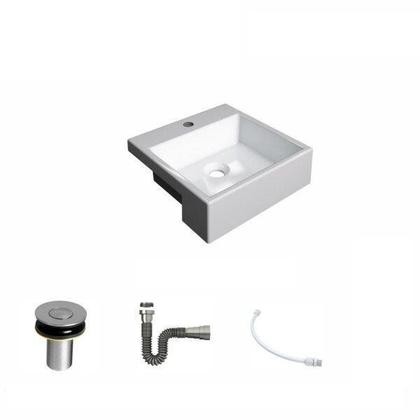 Imagem de Kit Cuba Xq355 com Válvula Click 1"b com Sifão Cromado e Flexível Compace