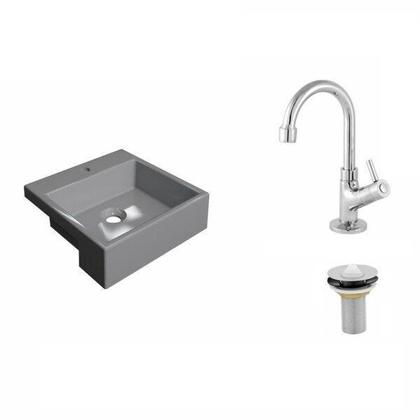 Imagem de Kit Cuba Xq355 Torneira 1198 Metal e Válvula 1 Polegada Compace