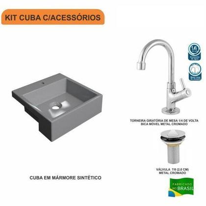 Imagem de Kit Cuba Xq355 Torneira 1198 Metal e Válvula 1 Polegada Compace
