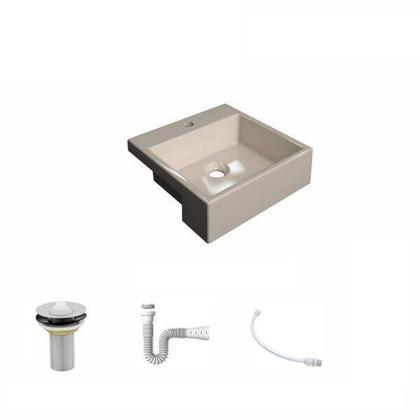 Imagem de Kit Cuba Xq355 Válvula 1 Polegada Sifão Flexível Pvc Compace