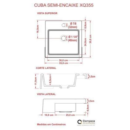 Imagem de Kit Cuba Xq355 Válvula 1 Polegada Sifão Flexível Pvc Compace