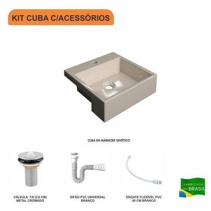 Imagem de Kit Cuba Xq355 Válvula 1 Polegada Sifão Flexível Pvc Compace