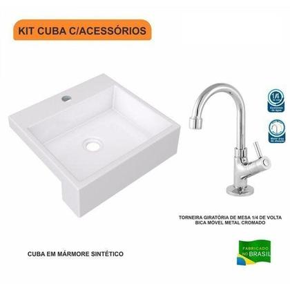 Imagem de Kit Cuba XQ395 Torneira 1198 Metal 1/4 Volta Compace