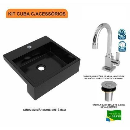 Imagem de Kit Cuba XQ395 Torneira Luxo 1195 Válvula Click 1 Polegada B Compace