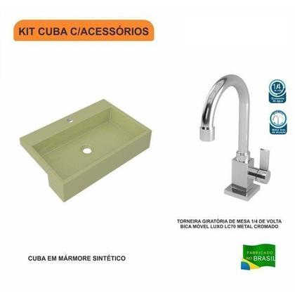 Imagem de Kit Cuba XRT55 com Torneira Luxo 1195 Metal 1/4 Volta Compace