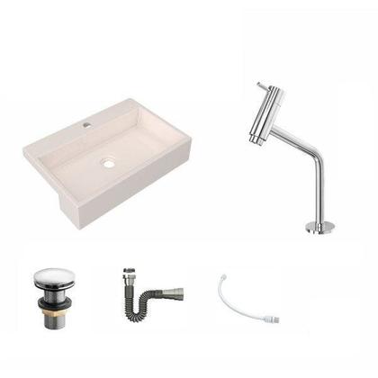 Imagem de Kit Cuba Xrt55 com Torneira Pratika 1060 e Válvula Click 1 1/2 com Sifão Cromado e Flexível Compace