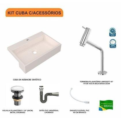 Imagem de Kit Cuba Xrt55 com Torneira Pratika 1060 e Válvula Click 1 1/2 com Sifão Cromado e Flexível Compace
