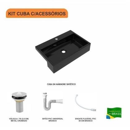 Imagem de Kit Cuba Xrt55 com Válvula 1" e Sifão Pvc e Flexível Compace