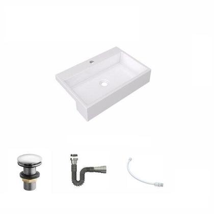 Imagem de Kit Cuba Xrt55 com Válvula Click 1.1/2" e Sifão Cromado e Flexível Compace