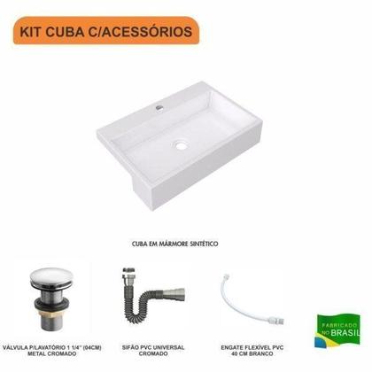Imagem de Kit Cuba Xrt55 com Válvula Click 1.1/2" e Sifão Cromado e Flexível Compace