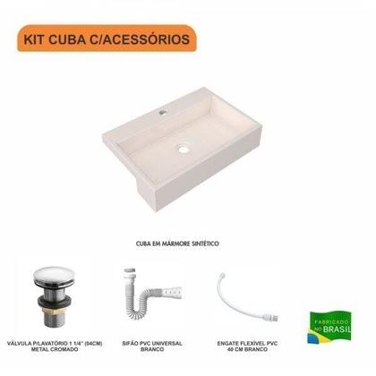 Imagem de Kit Cuba Xrt55 com Válvula Click 1.1/2" e Sifão Pvc e Flexível Compace