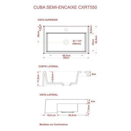 Imagem de Kit Cuba Xrt55 com Válvula Click 1.1/2" e Sifão Pvc e Flexível Compace