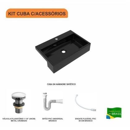 Imagem de Kit Cuba Xrt55 com Válvula Click 1.1/2" e Sifão Pvc e Flexível Compace