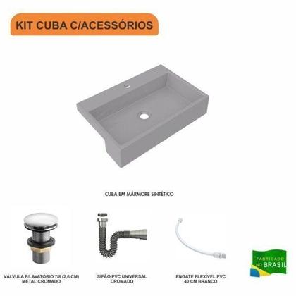 Imagem de Kit Cuba Xrt55 com Válvula Click 1"g e Sifão Cromado e Flexível Compace