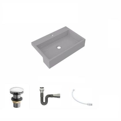 Imagem de Kit Cuba Xrt55 com Válvula Click 1"g e Sifão Cromado e Flexível Compace