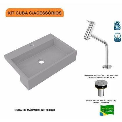 Imagem de Kit Cuba Xrt55 Torneira Pratika 1060 Metal e Válvula Click 1 Polegada B Compace